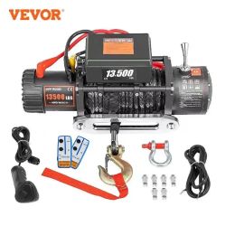 VEVOR 13500 LBS 12V Electric Winch ATV Synthetic Rope with Remote Control 27M/92FT Lifting Hoist for 4X4 Car Trailer Truck Boat