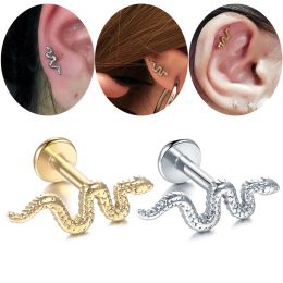 1PC Steel 16G Internal Thread Snake Labret Tragus Lip Rings Stud Helix Piercings Ear Cartilage Conch Lobe Ear Piercings Jewellery