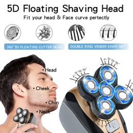 Electric Shaver For Men Rechargeable Bald Shaving Wet Dry Head Electric Razor Beard Hair Trimmer Machine 5in1 Grooming Kits