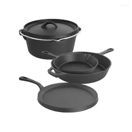 Cookware Sets Andralyn MegaChef Pre-Seasoned Cast Iron 5-Piece Kitchen Set Pots And Panscookware Pans