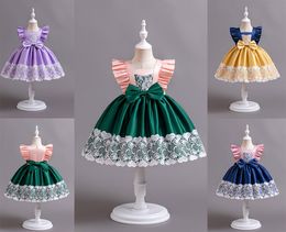 Lovely Blue Green Yellow Purple Square Girl's Birthday/Party Dresses Girl's Pageant Dresses Flower Girl Dresses Girls Everyday Skirts Kids' Wear SZ 2-10 D331092