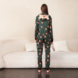 2023 New Winter Christmas Pajamas Warm Thicken Zipper Jumpsuits Rompers Flannel Fleece Overalls Xmas Family Look Soft Sleepwear