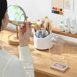 Storage Boxes Rotating Makeup Brush Holder With Lid Luxury Cosmetic Organizer Lipstick Eyebrow Pencil Eye Shadow Box