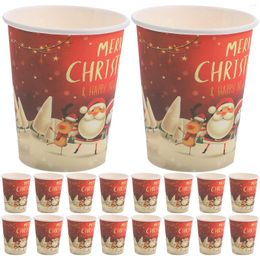 Disposable Cups Straws Mouthwash Cup Year Cartoon Paper Christmas Coffee Mug Drinking