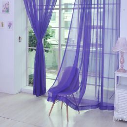 European Style Solid Tulle Curtains for Living Room Bedroom Modern Transparent Curtain Multicolor Sheer Drape Home Decoration