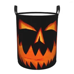 Laundry Bags Dirty Basket Pumpkin Face Ghost Illustration Folding Clothing Storage Bucket Toy Home Waterproof Organiser