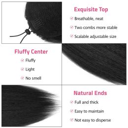 Kinky Straight Drawstring Ponytail Human Hair Brazilian With Afro Clip In Hair Extensions 10 to 30 Inch Remy Yaki Straight Hair