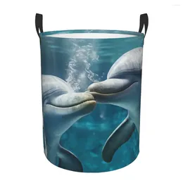 Laundry Bags Folding Basket Dolphins Dirty Clothes Toys Storage Bucket Wardrobe Clothing Organizer Hamper