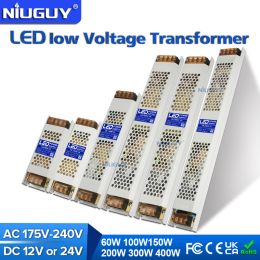 Lighting Transformers DC 12V 24V LED Power Supply 60W 100W 150W 200W 300W 400W AC175-240V Ultra Thin No fan No noise LED Driver.