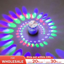 Creative Spiral Led Wall Lamp Aluminium Material 3W RGB AC85-265V Colour Lighting For Indoor Bar KTV Decoration