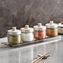 Storage Bottles Glass Seasoning Spice Rack Organizer Accessory Sugar Bowl Salt Shaker Container Boxes With Spoons Supplies