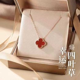 Designer Brand Van High end Stainless Steel Fritillaria Clover Womens Clavicle Chain Light Luxury and niche Necklace