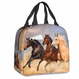 custom Horse Lunch Bag Warm Cooler Insulated Lunch Boxes for Women Children School Work Picnic Food Tote Ctainer Z60K#