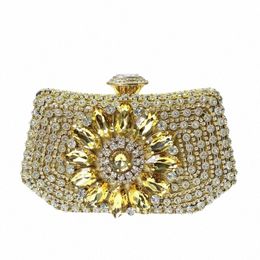 new Fi Embedding Water Fl Diamd Handheld Wedding Banquet Dr Evening Bag Ladies Womens Hand Bags Leather Handbag y43o#