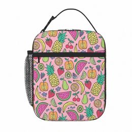 fruit On Pink Lunch Tote Picnic Bag Insulated Bag Thermal Cooler Bag l7nP#