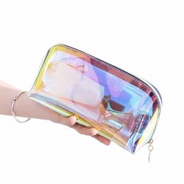 girl Makeup Bag Colourful Laser Cosmetic Bag Organiser Make Up Case Beauty Pouch Lipstick Bag TPU Beautician Toiletry Bags Sac P5Zd#
