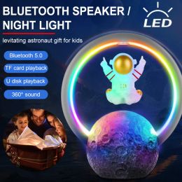 Speakers 2023 Maglev Astronaut Bluetooth Subwoofer Speaker LED Night Light Ornament Birthday Wedding Present For Home Bedroom Decoration