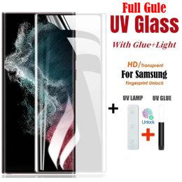 3D Curved High Quality Full Glue UV Tempered Glass For Samsung Galaxy S23 S22 S21 Ultra Screen Protector For Note 20 Ultra