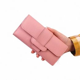 pu Leather Women Wallets Luxury Lg Hasp Fold-over Pattern Coin Purses Female Brand Solid Colours New Thin Clutch Phe Bag R9u4#