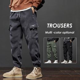 Brand Clothing New Winter Fleece Warm Corduroy Pants Men Cargo Work Thick Baggy Streetwear Joggers Trousers Male Large Size 5XL