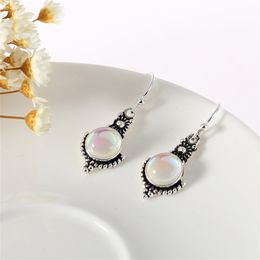 Colorful Simple Beautiful Decorate Thai Silver Wild Small Health & Beauty Moonstone Earring Portable Ear Hook Delicate Miss