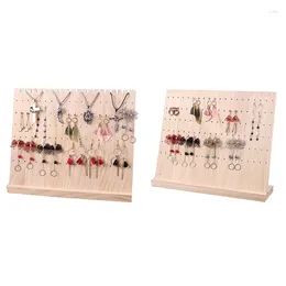 Jewellery Pouches Wood Display Hanging Stand Rack For Stud Earrings Dangle 120 Holes Solid Bamboo Holder