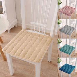 Chair Covers Thicken Square Plush Cushion Solid Colour Plaid Seat Pad Removable Non-slip Tie-on Dining For Home 40/45/50cm