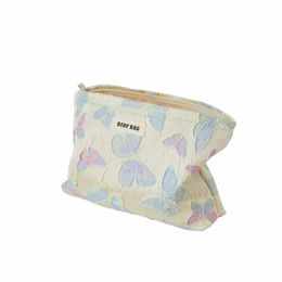 new Girls Cosmetic Bag Portable Large Capacity Butterfly Pattern Storage Bag Travel Toiletry Bag Premium Simple Storage 32jR#