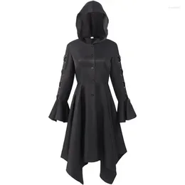 Women's Trench Coats Ladies Coat 2024 Spring And Autumn Gothic Style Hooded Irregular Fashion Casual Large Size