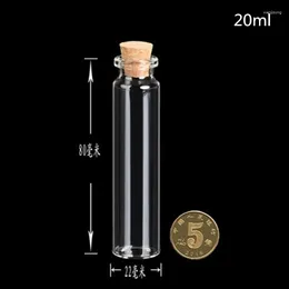 Storage Bottles 100PCS 20ml Lovely Small Bottle Tiny Clear Empty Wishing Glass Message Vial With Cork Stopper 22mm 80mm Containers