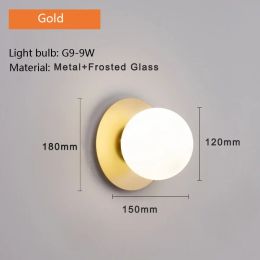 Modern LED Glass Ball Bedside Wall Lamp Gold/Black Wall Light for Bedroom Bath Sconce Stairs Mirror Home Decor Indoor Lighting