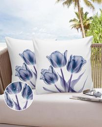 Pillow Case Flower Tulip Transparent Abstract Waterproof Pillowcase Home Sofa Office Throw Car Cushion Cover Decor