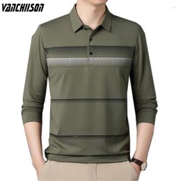 Men's T Shirts Men Long Sleeve Shirt Tops Stripes For Spring Turndown Collar Business Office Male Fashion Plus Size 4XL 100KG 00473