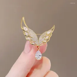 Brooches Angel Wing White Cubic Zircon Pin For Women Crystal Lapel Pins Clothing Jewellery