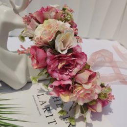 Peony Rose Flower Crown Wreath Handmade Hairbands Wedding Hair Accessories For Women Bridal Bridesmaids Girls Flower Headbands