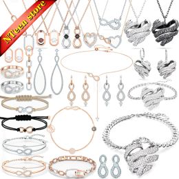 Strands XFU 2024 Necklace Fashion Jewellery Set Number 8 Design Charm Crystal Women's Earrings Bracelet Party Gift Belt Logo