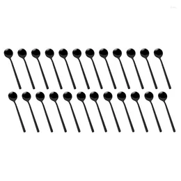 Coffee Scoops Mini Dessert Spoons Black Plated Teaspoons Frosted Handle For Tea Ice Cream Cake