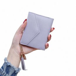 womens Wallet Cute Student Tassel Pendant Short Wallet Trend Small Fi Purse Coin Purse Ladies Card Bag k3cs#