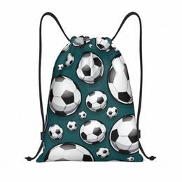 custom Soccer Ball Pattern Drawstring Bags Women Men Lightweight Football Sports Sports Gym Storage Backpack Y21s#