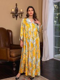 Ethnic Clothing Luxury Vestidos Muslim Fashion Femme Dubai Abayas For Women Ramadan Robe Floral Print Loose Maxi Evening Dresses Islam