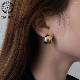 Stud Earrings Gold Colour Ball Semi-Circle Thick C-Shaped Hollow Minimalist Retro Irregular Studs Chic Pendientes For Women Jewellery