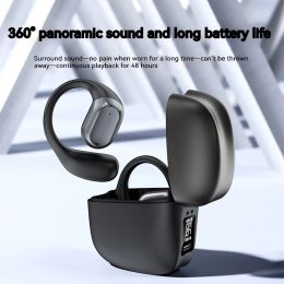 Headphones Bone Conduction Bluetooth 5.3 Earphones Ear Clip Wireless Headphones Touch Control Earbuds Bass Sports OWS Headset Noise Cancel