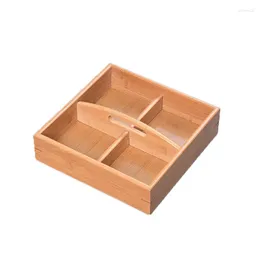 Storage Bottles Bamboo Compartment Box Tea Tray Candy Dried Fruit Nut Bowl Organizer Home Decoration