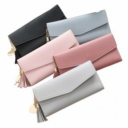 2023 Fi Women Wallets Zipper Purses Black Light Grey Red Lg Secti Clutch Wallet Soft PU Leather Mey Bag K3xF#