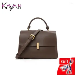 Shoulder Bags Luxury Design Second Layer Cowhide Women Top Handle Bag Genuine Leather Messenger Flap For Female Square Handbag