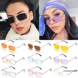 Moda dikdörtgen rimless kadın güneş gözlükleri unisex retro gradyan gözlük gözlükleri lüks tasarım sunglasse