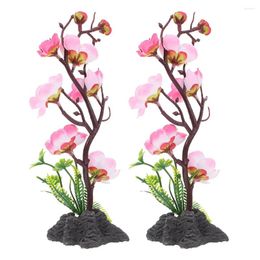 Decorative Flowers 2 Pcs Cherry Blossoms Japanese Hors D'oeuvres Ornament Artificial Flower Decor Plastic Food Tray