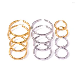 Hoop Earrings Youthway 5mm Minimalist Stainless Steel Hollow Tube Smooth For Women Girls Classic Simple Jewellery