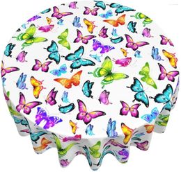 Table Cloth Butterfly Colorful Butterflies Round Tablecloth 60 Inch Washable Cover Indoor Outdoor For Dining