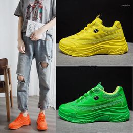 Casual Shoes Women Platform Sneakers Ladies Green Yellow Breathable Air Sports Trainers FashionTenis Feminino